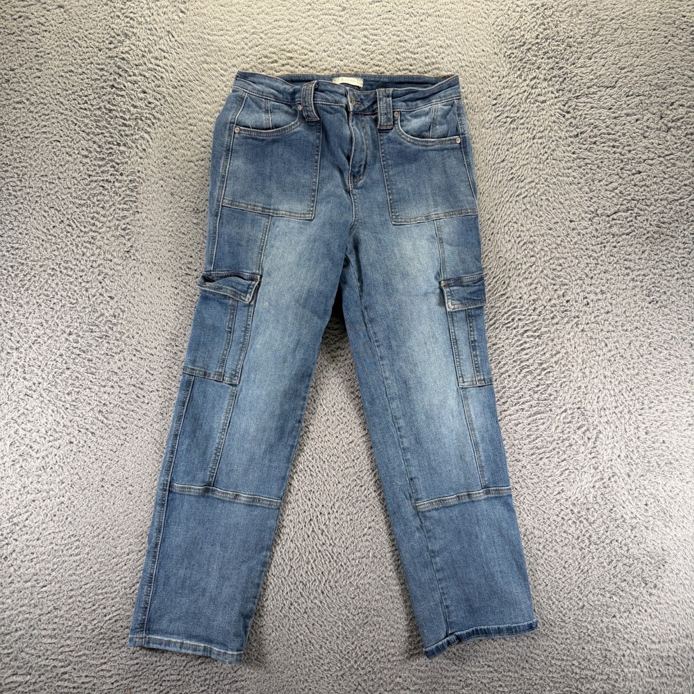 Altar'd State Jean Women 28x27 Blue Cotton Denim Straight Workwear Faded Stretch